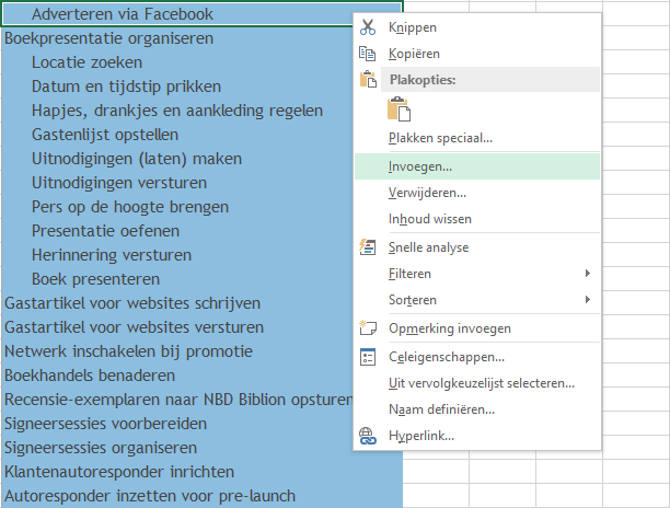 Rijen en kolommen invoegen