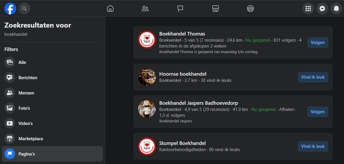 Facebook zoekfunctie