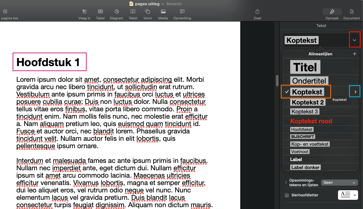 Inhoudsopgave aanmaken in Apple Pages