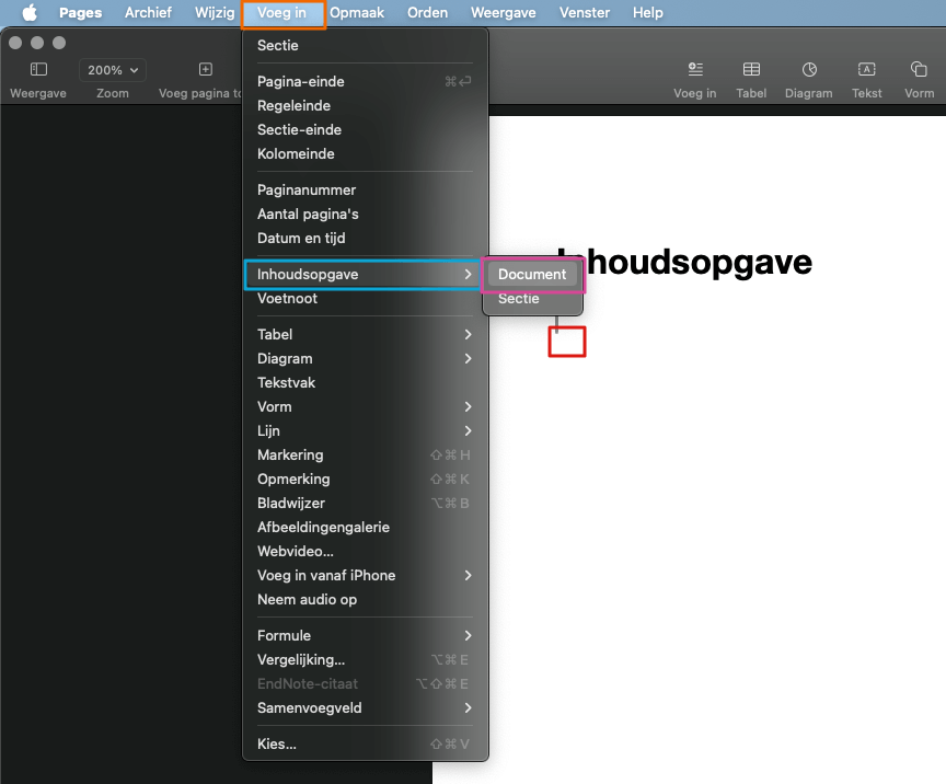 Inhoudsopgave aanmaken in Apple Pages