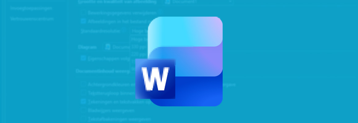 Word logo met kwaliteitsinstellingen achtergrond